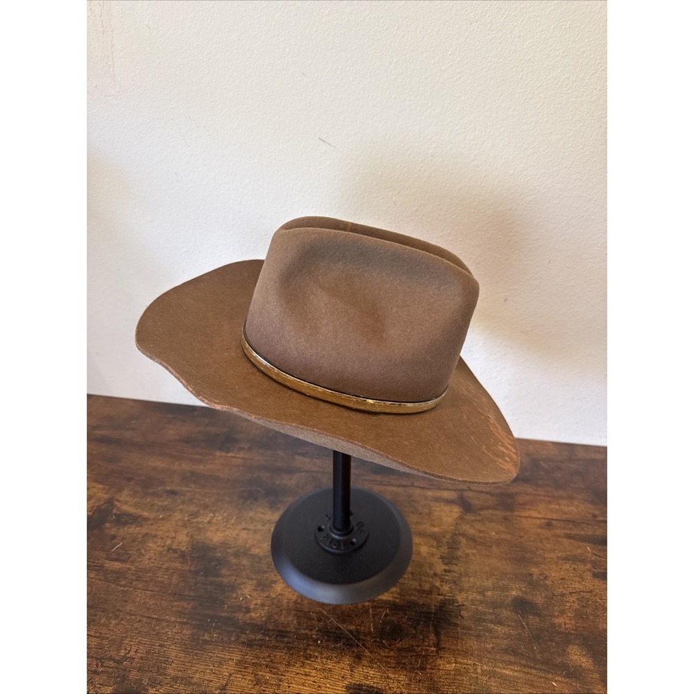 Vintage Eddy Bros Golden Nugget Cowboy Hat 1970s Brown Wool Felt 6 3/4